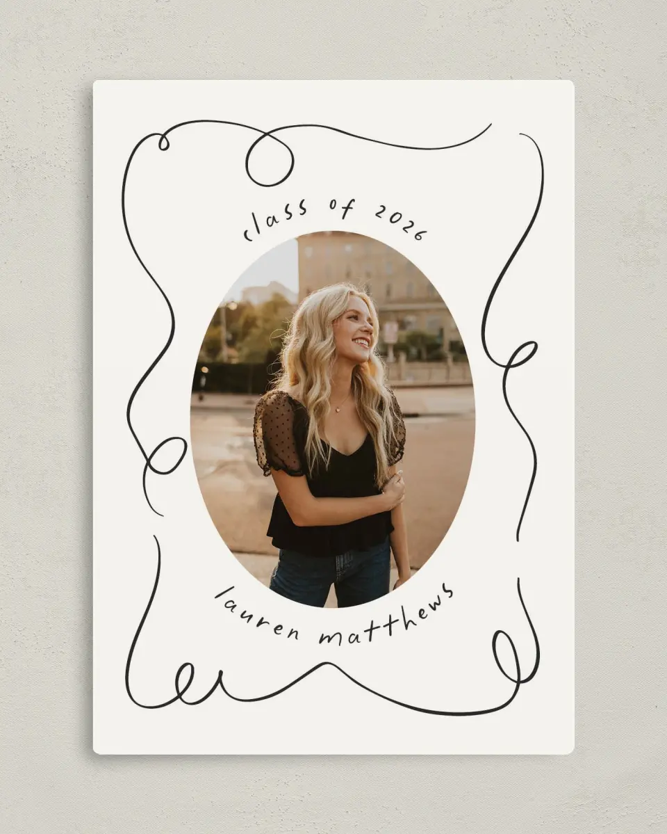 This is a 5" x 7" Graduation Announcement Magnet called Free to be printed in full color with a Luxe Satin finish