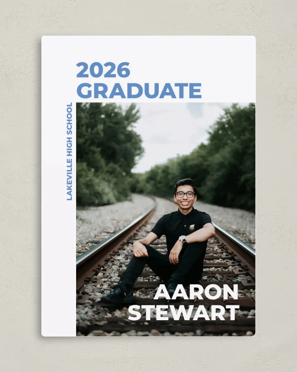 This is a 5" x 7" Graduation Announcement Magnet called Bright Beginnings printed in full color with a Luxe Satin finish
