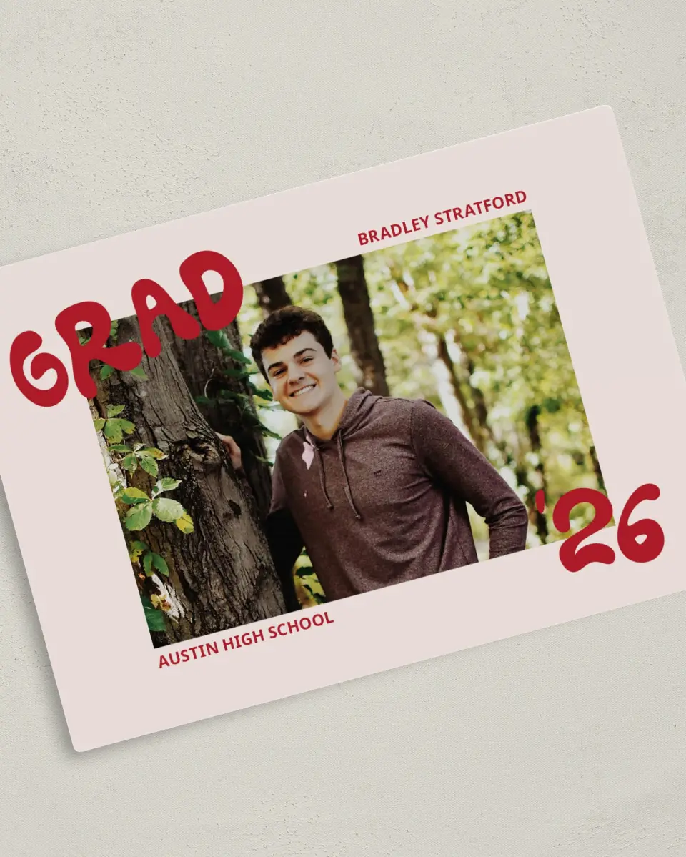 This is a 5" x 7" Graduation Announcement Magnet called Final Countdown printed in full color with a Luxe Satin finish