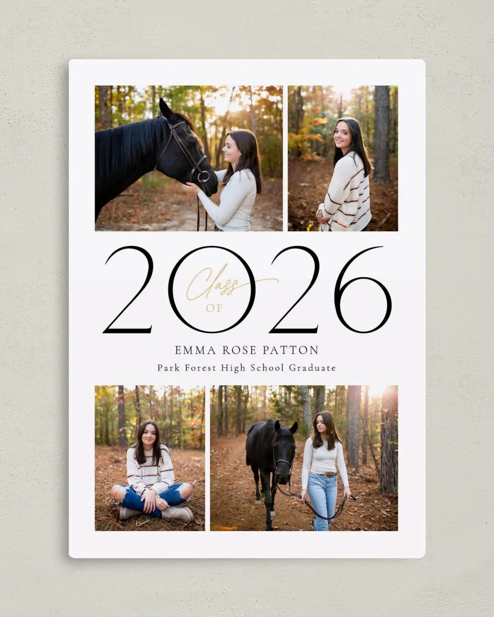 This is a 5" x 7" Graduation Announcement Magnet called Brilliant Year printed in full color with a Luxe Satin finish