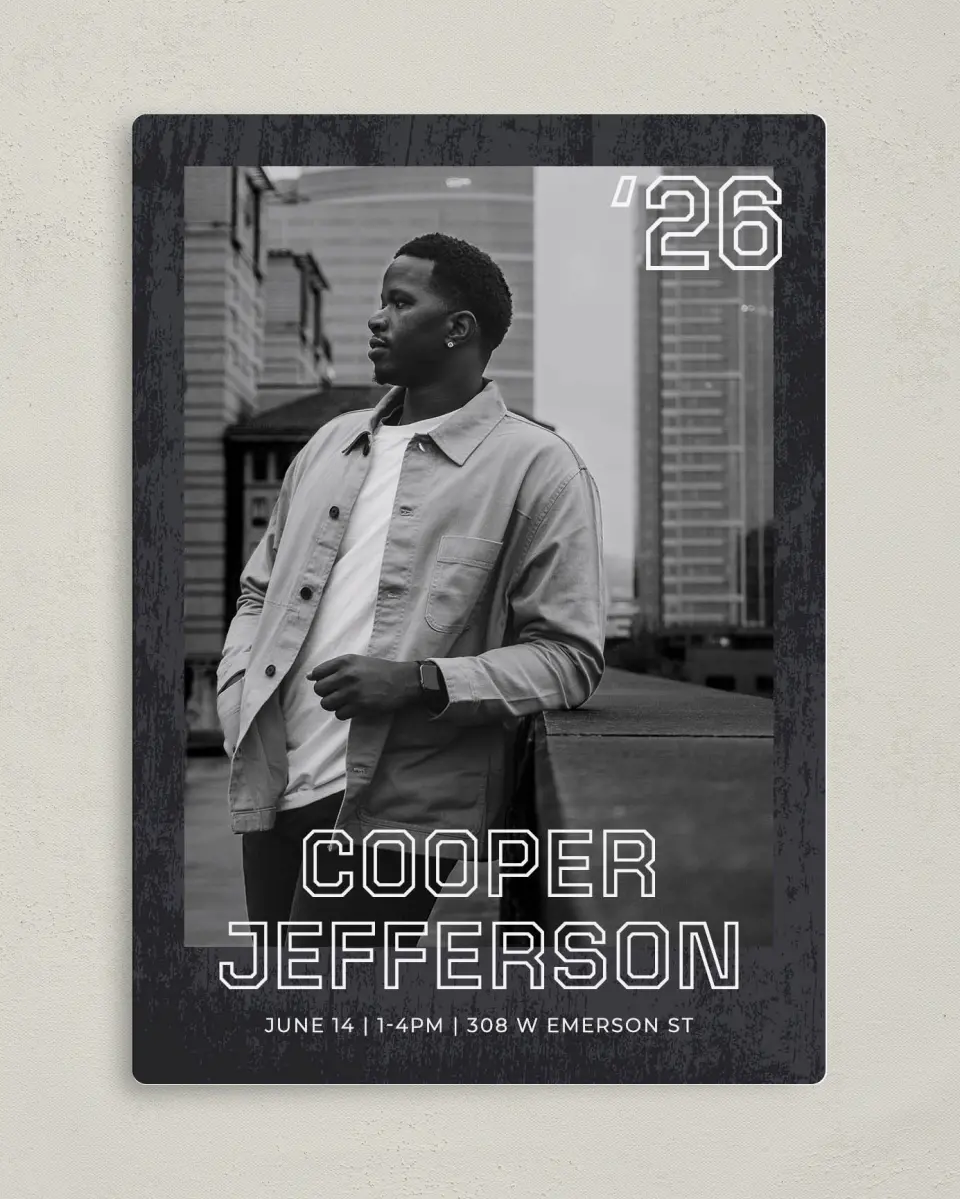 This is a 5" x 7" Graduation Announcement Magnet called Future Forward printed in full color with a Luxe Satin finish