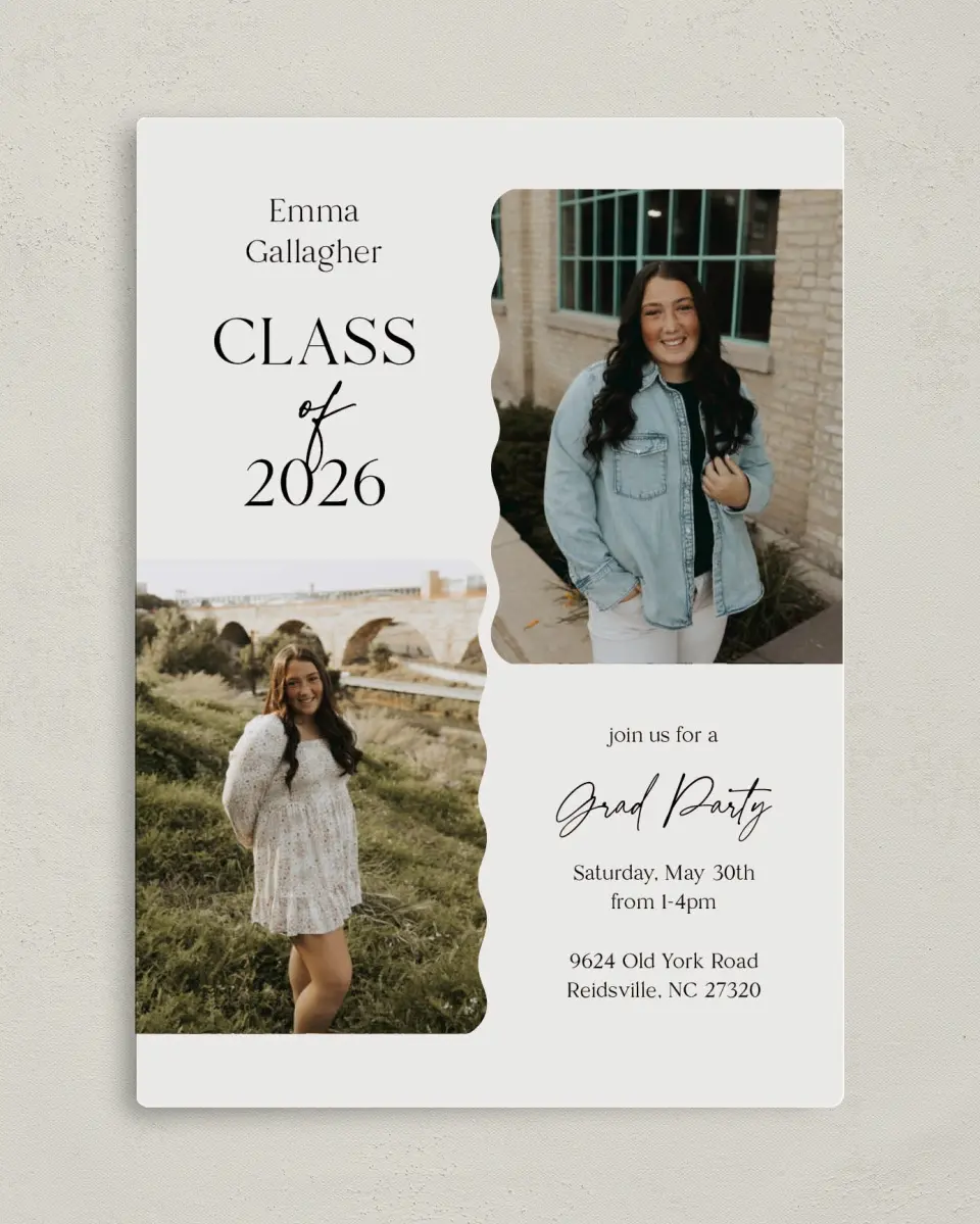 This is a 5" x 7" Graduation Announcement Magnet called Effortless Edge printed in full color with a Luxe Satin finish