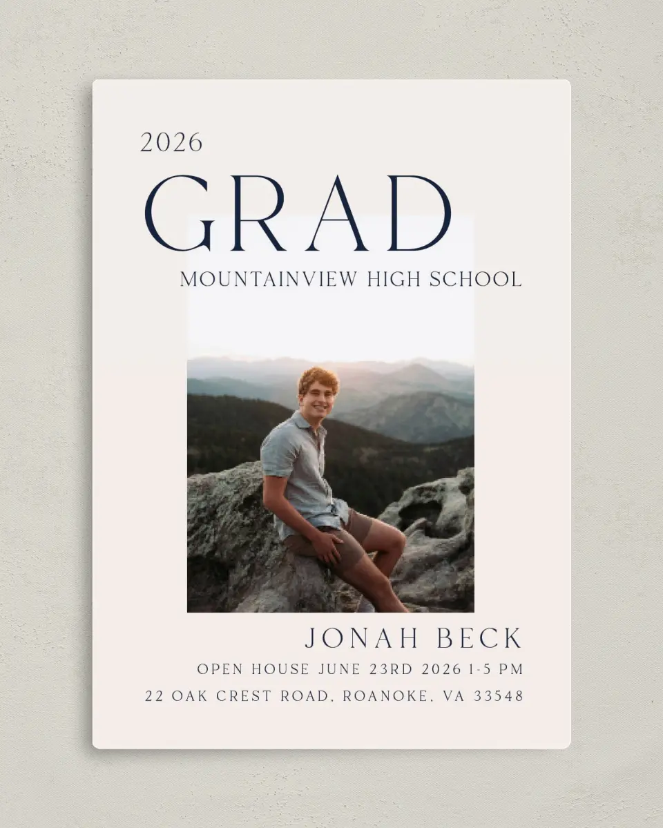 This is a 5" x 7" Graduation Announcement Magnet called We Did It printed in full color with a Luxe Satin finish