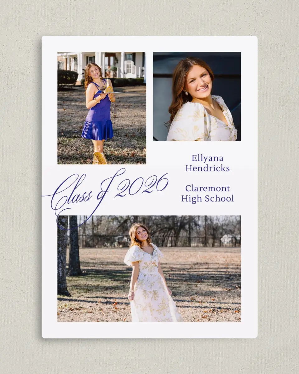 This is a 5" x 7" Graduation Announcement Magnet called Elegantly Graduated printed in full color with a Luxe Satin finish