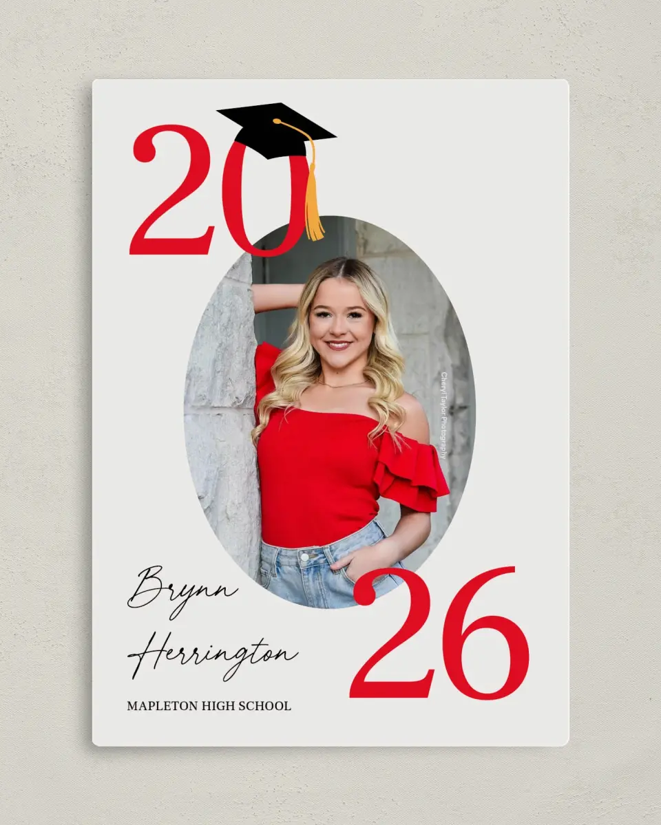 This is a 5" x 7" Graduation Announcement Magnet called True Success printed in full color with Gold foil and a Luxe Satin finish