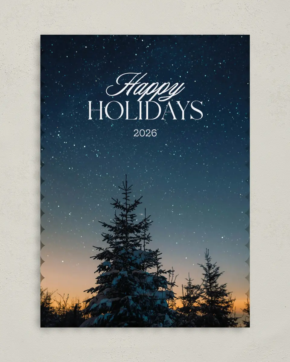 This is a 5" x 7" Christmas Card called Moments of Gratitude printed in full color on Premium Smooth paper on Premium Smooth paper on Premium Smooth paper