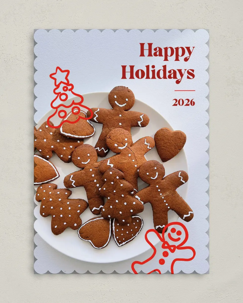 This is a 5" x 7" Christmas Card called Tastefully Made printed in full color on Premium Smooth paper on Premium Smooth paper on Premium Smooth paper
