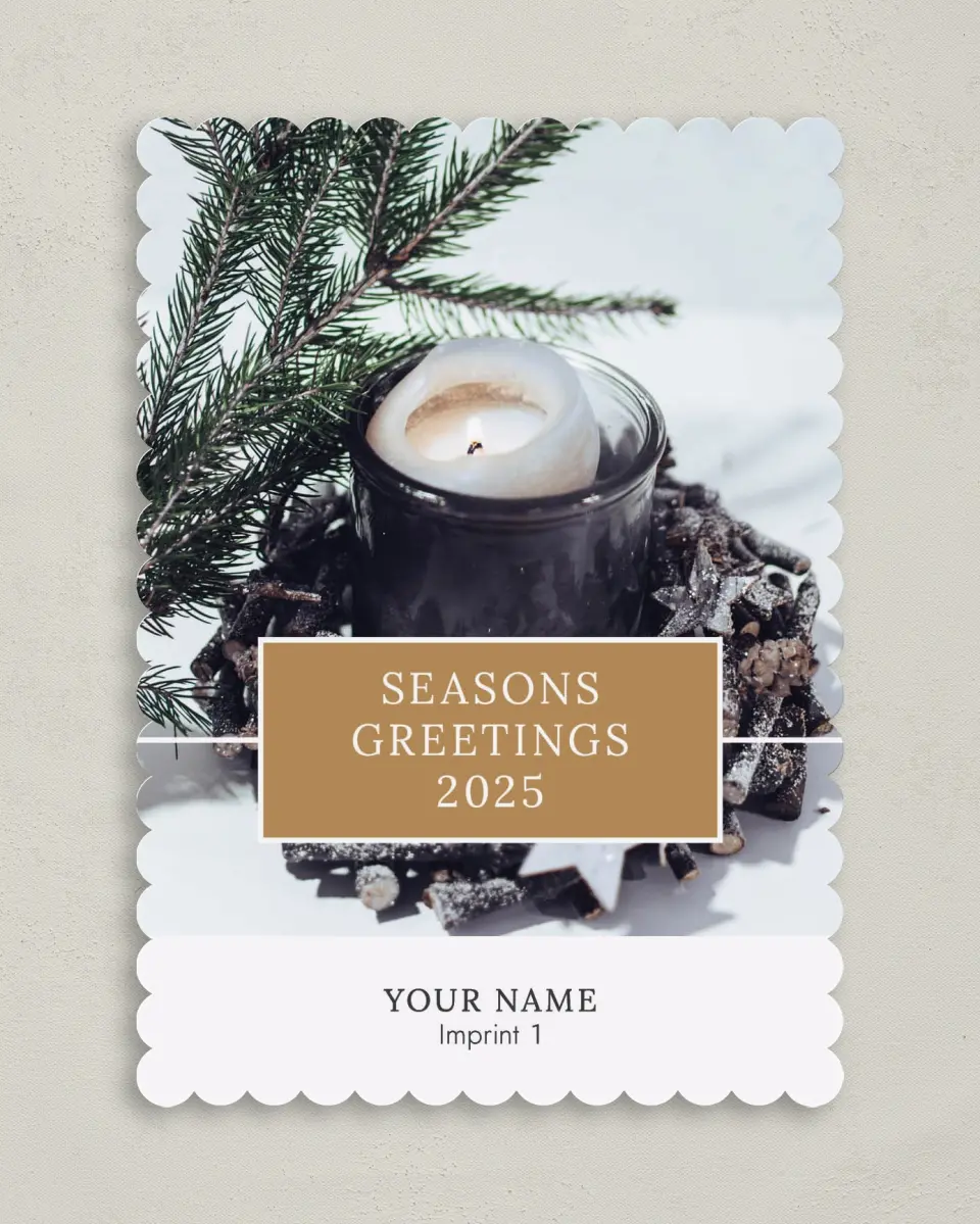 This is a 5" x 7" Christmas Card called Trendy Home printed in full color on Premium Smooth paper on Premium Smooth paper on Premium Smooth paper