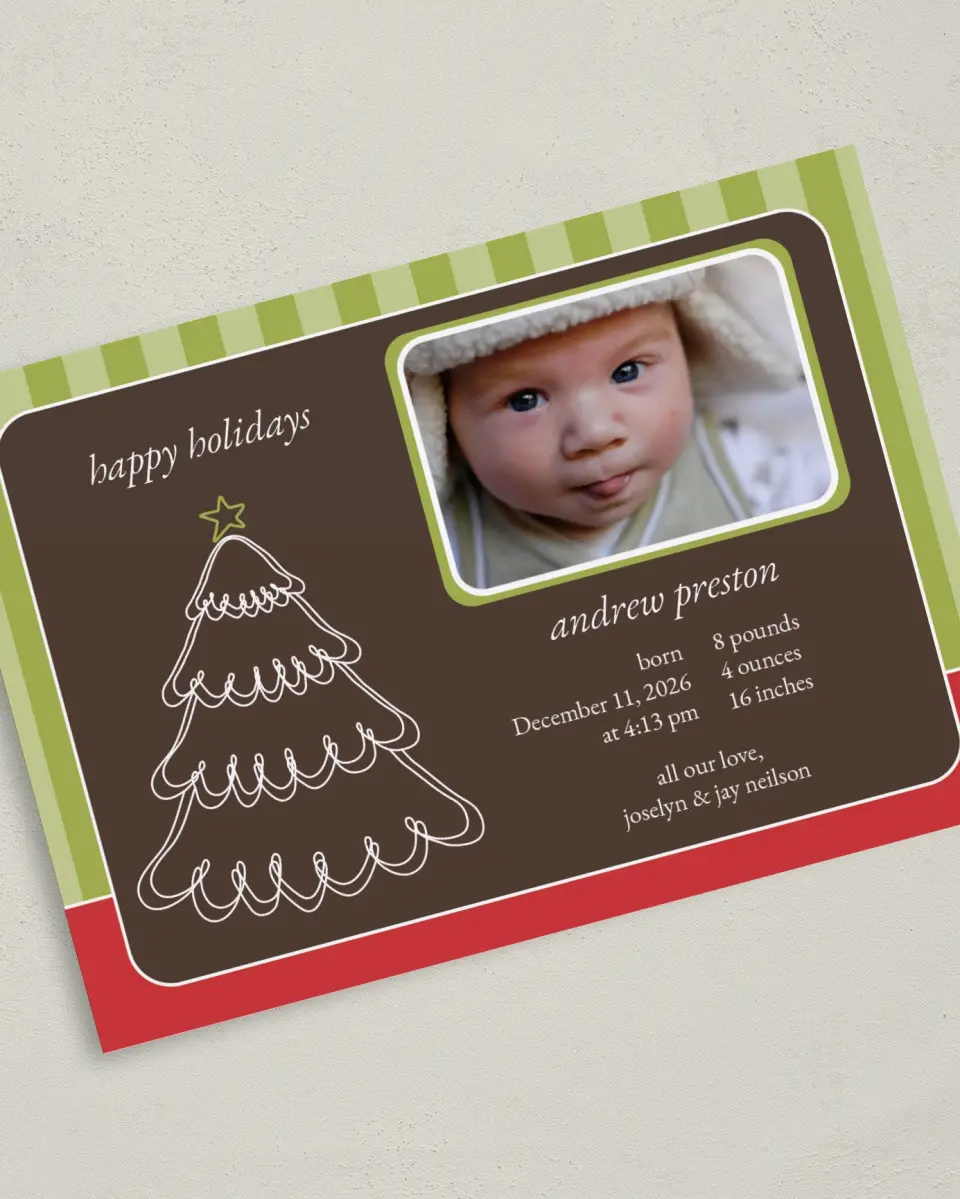 This is a 5" x 7" Christmas Card called Christmas Tree printed in full color on Premium Smooth paper