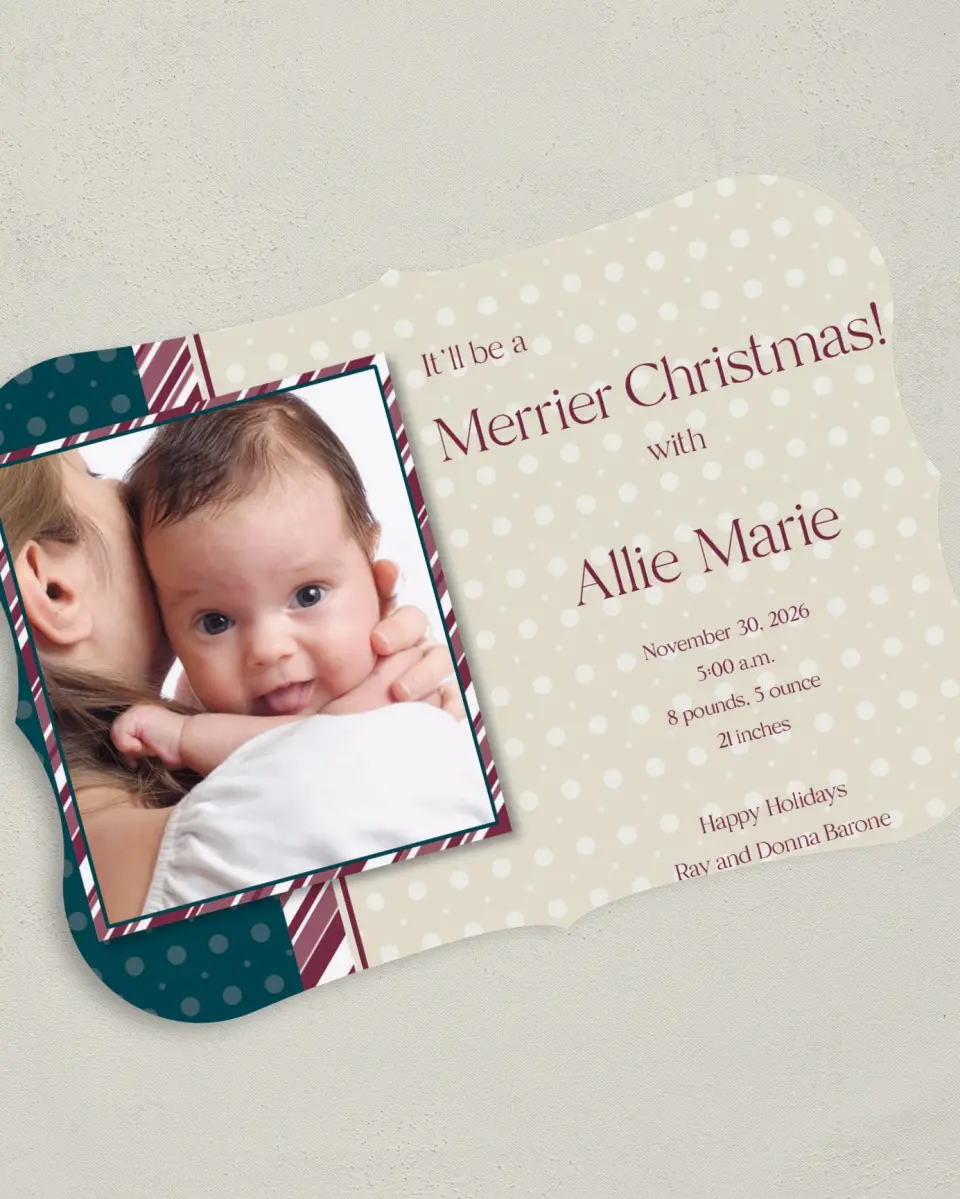 This is a 5" x 7" Christmas Card called Candy Christmas printed in full color on Premium Smooth paper