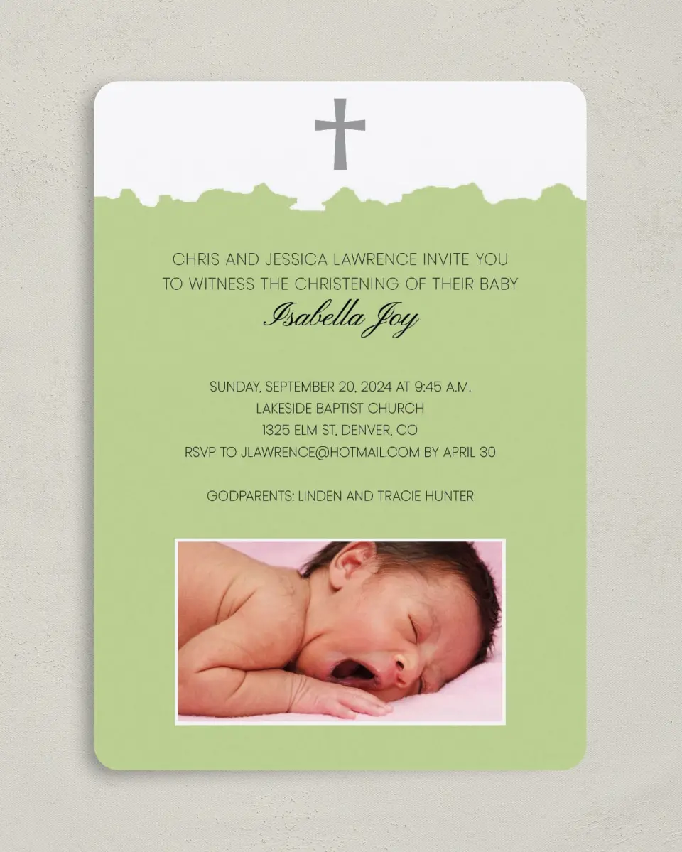 This is a 5" x 7" Rounded Card called Shabby Cross printed in full color on Premium Smooth paper