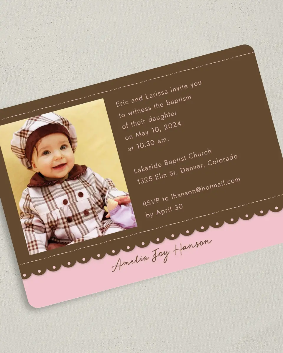 This is a 5" x 7" Rounded Card called Pink Attraction printed in full color on Premium Smooth paper