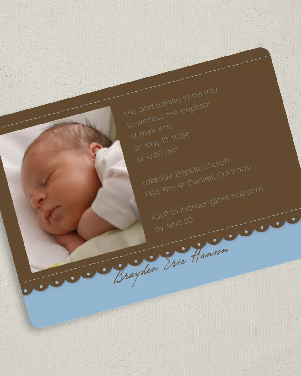 This is a 5" x 7" Rounded Card called Blue Attraction printed in full color on Premium Smooth paper