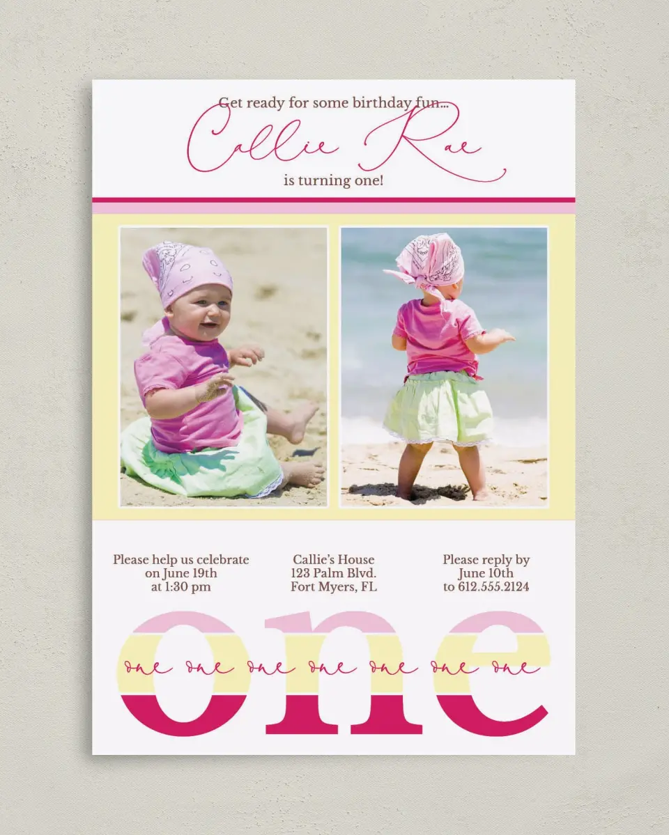 This is a 5" x 7" Birthday Party Invitation called Birthday Fun printed in full color on Premium Smooth paper