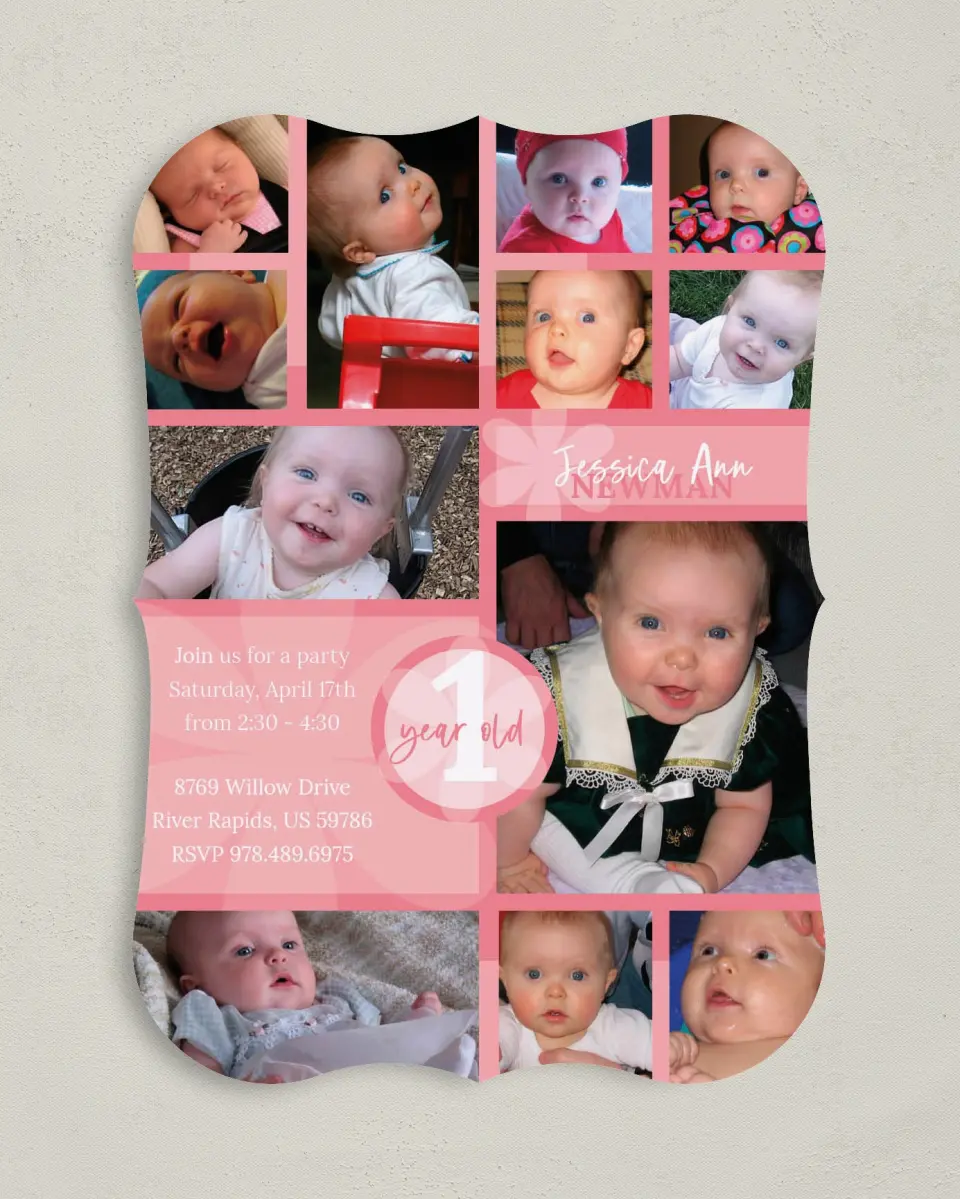 This is a 5" x 7" Birthday Party Invitation called Birthday Milestone printed in full color on Premium Smooth paper