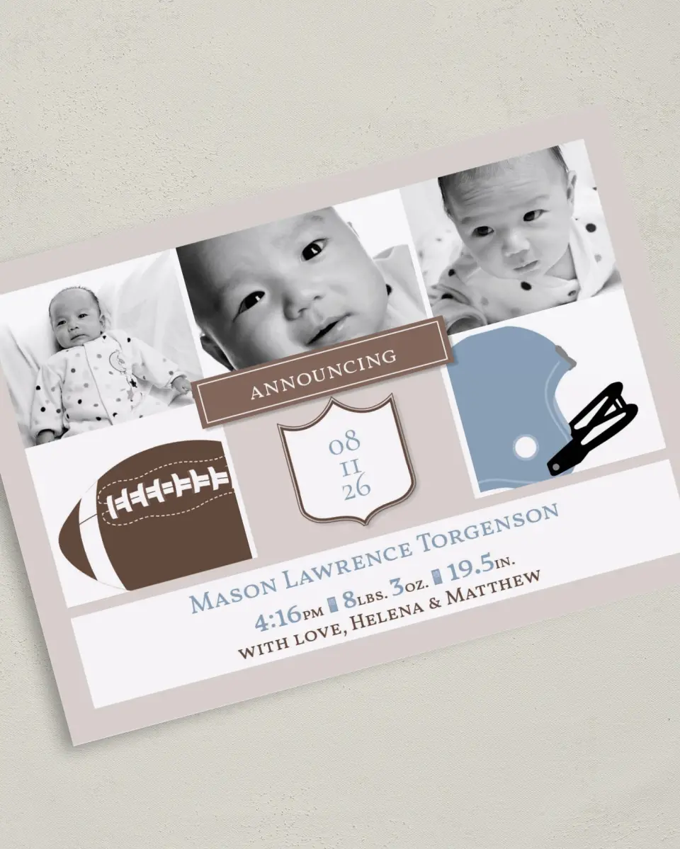 This is a 5" x 7" Birth Announcement Card called Darling Debut printed in full color on Premium Smooth paper