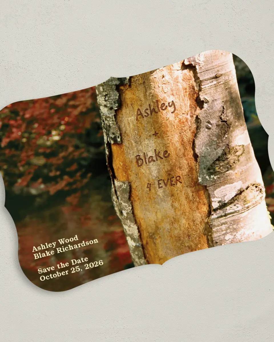 This is a 5" x 7" Save the Date Card called Autumn printed in full color on Premium Smooth paper