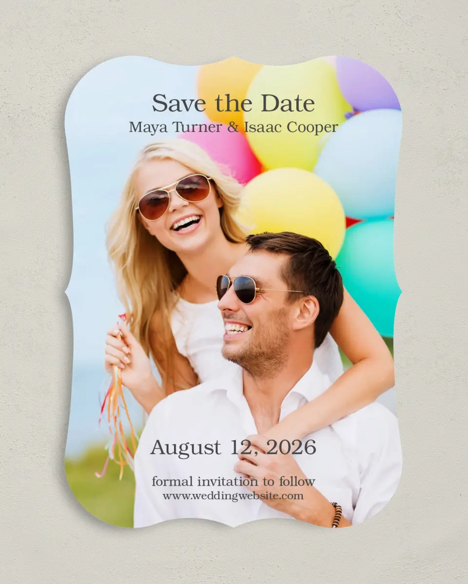 This is a 5" x 7" Save the Date Card called Full Photo printed in full color on Premium Smooth paper