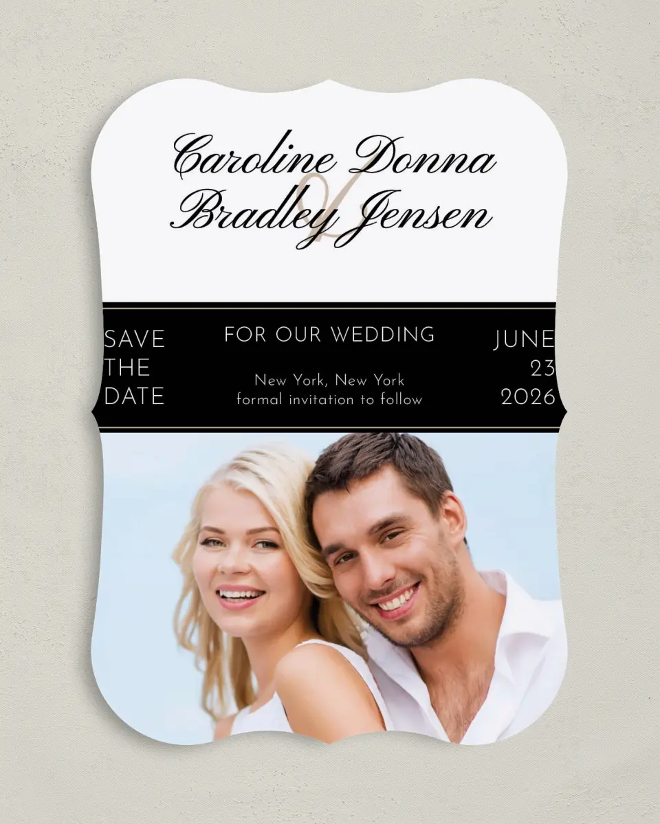 This is a 5" x 7" Save the Date Card called Vision of Love printed in full color on Premium Smooth paper
