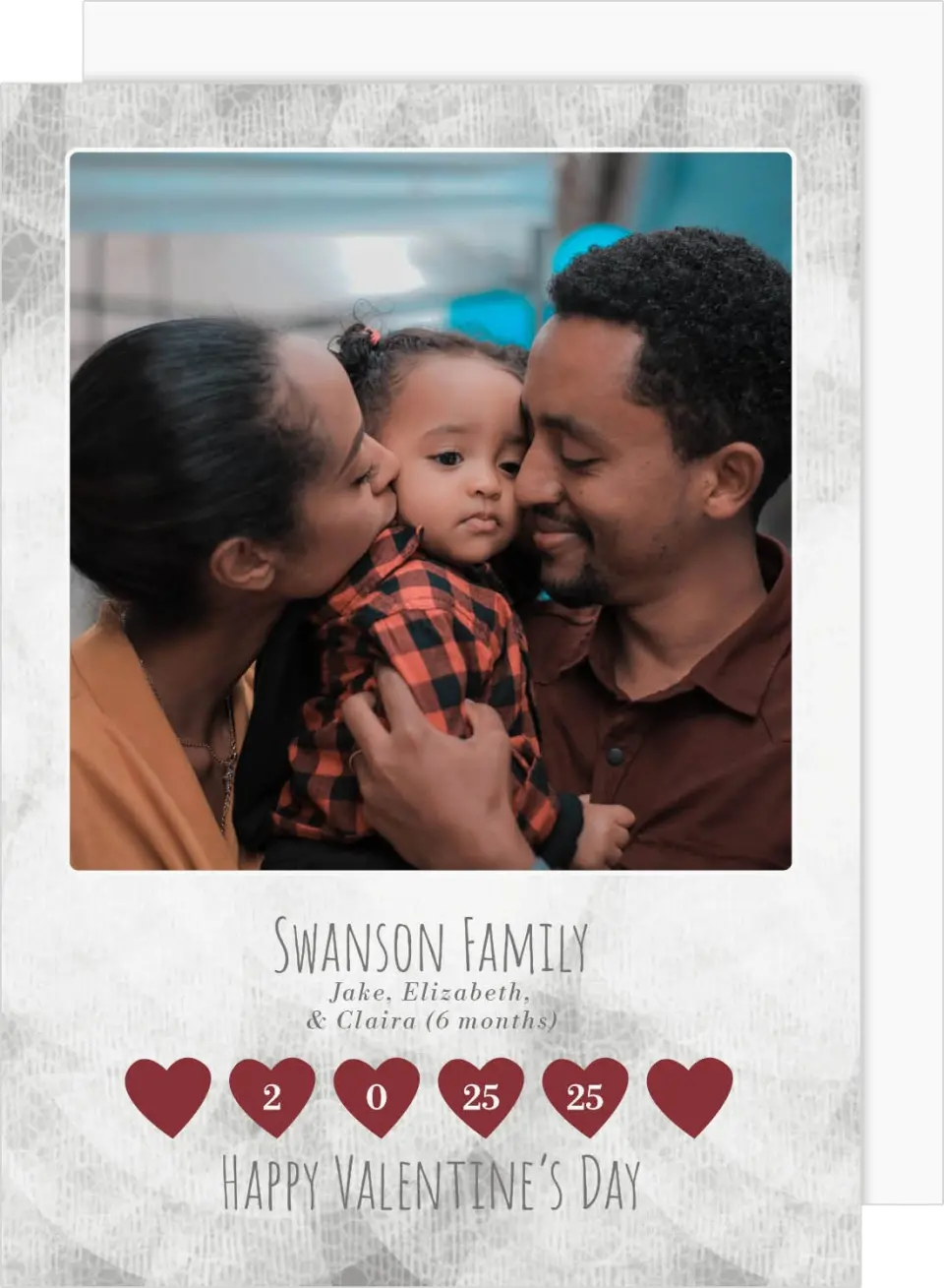 This is a 5" x 7" Valentine's Day Card called Textures of Love printed in full color on Premium Smooth paper