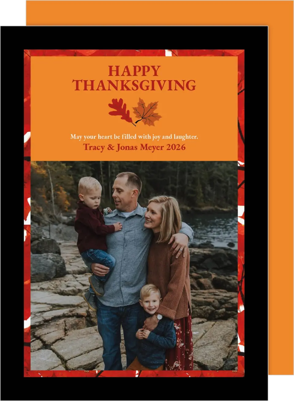 This is a 5" x 7" Thanksgiving Card called Warm Autumn Leaves printed in full color on Premium Smooth paper