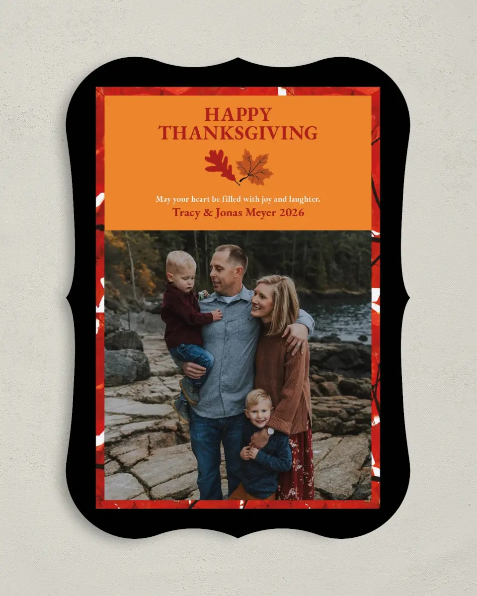 This is a 5" x 7" Thanksgiving Card called Warm Autumn Leaves printed in full color on Premium Smooth paper