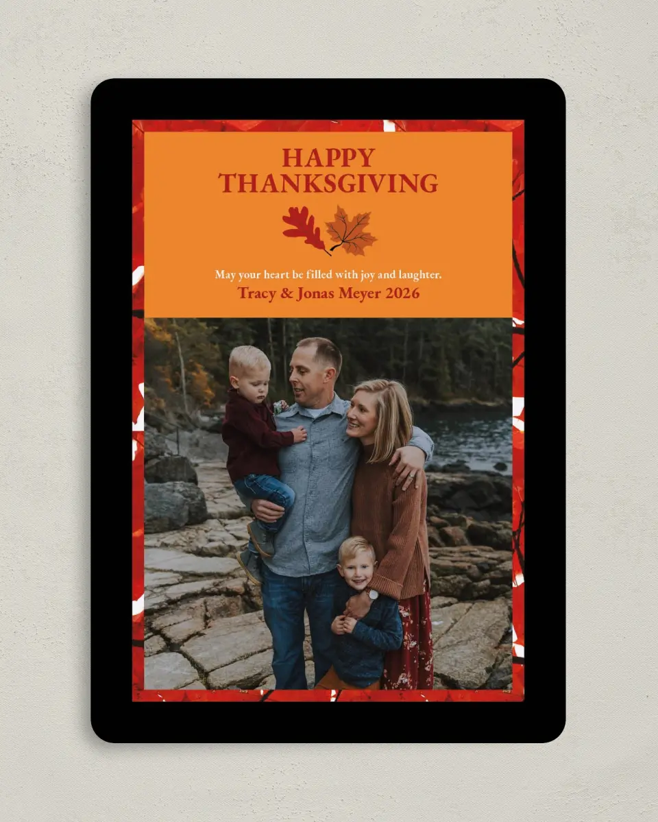 This is a 5" x 7" Thanksgiving Card called Warm Autumn Leaves printed in full color on Premium Smooth paper