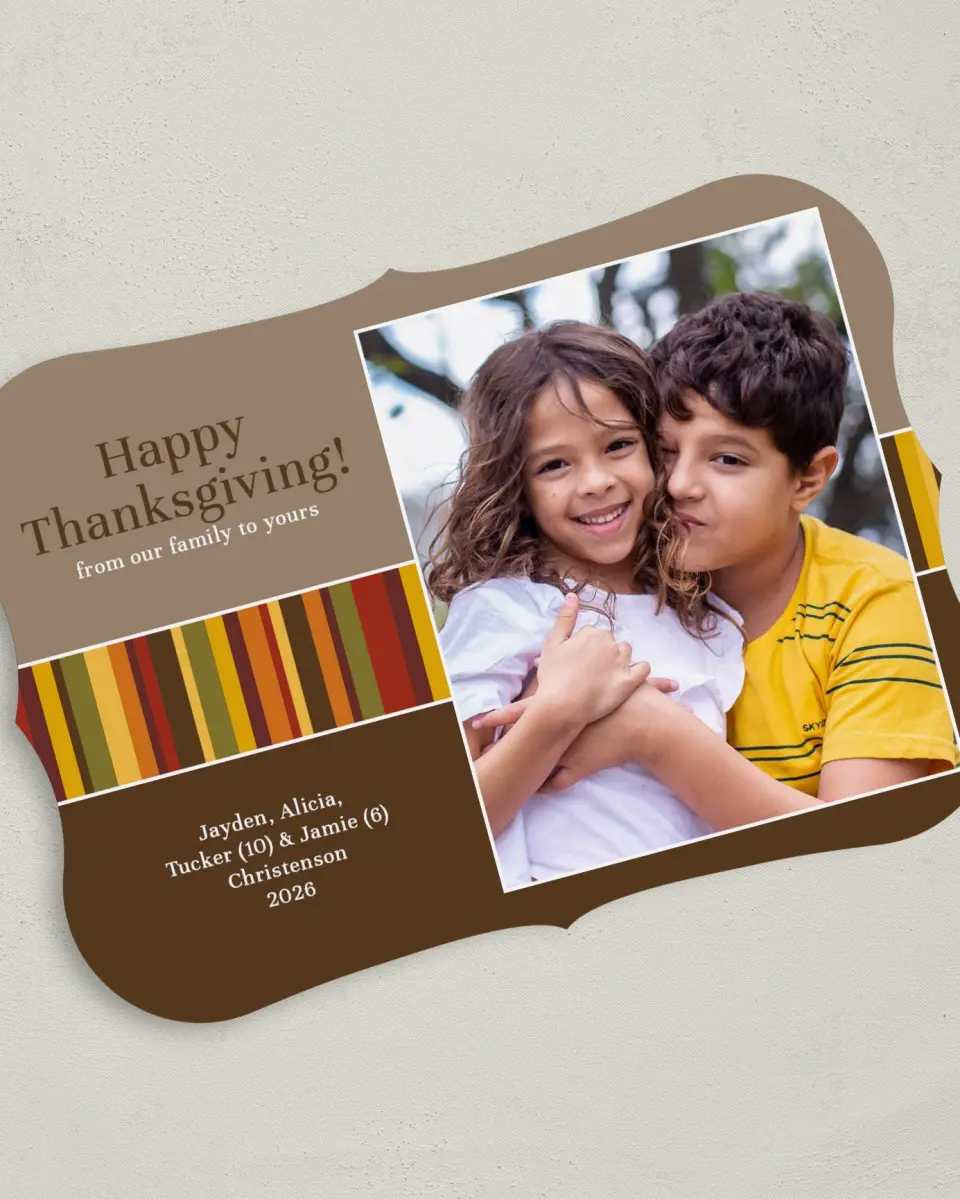 This is a 5" x 7" Return Address Label called Modern Thanksgiving Ribbon printed in full color on Premium Smooth paper