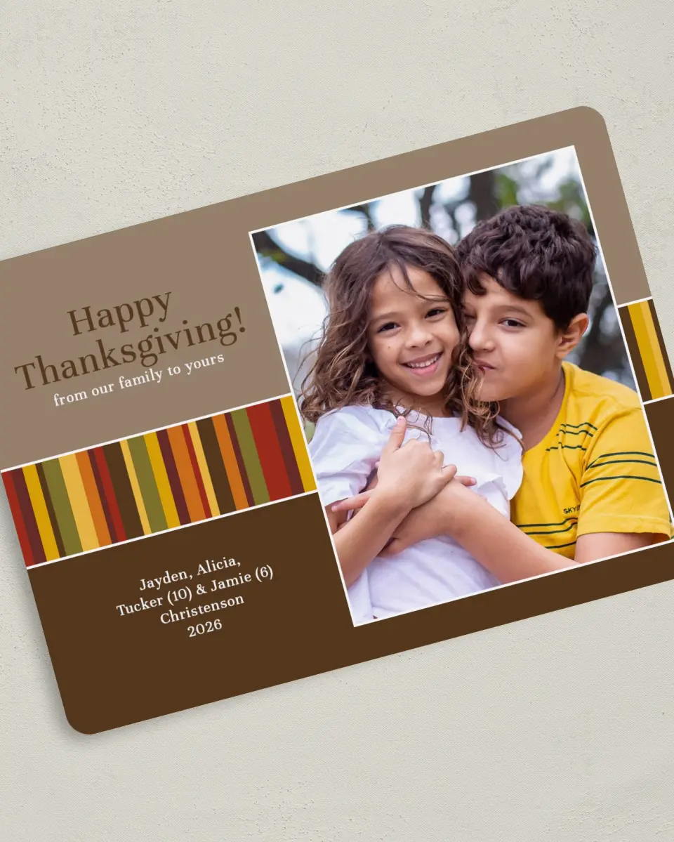 This is a 5" x 7" Return Address Label called Modern Thanksgiving Ribbon printed in full color on Premium Smooth paper