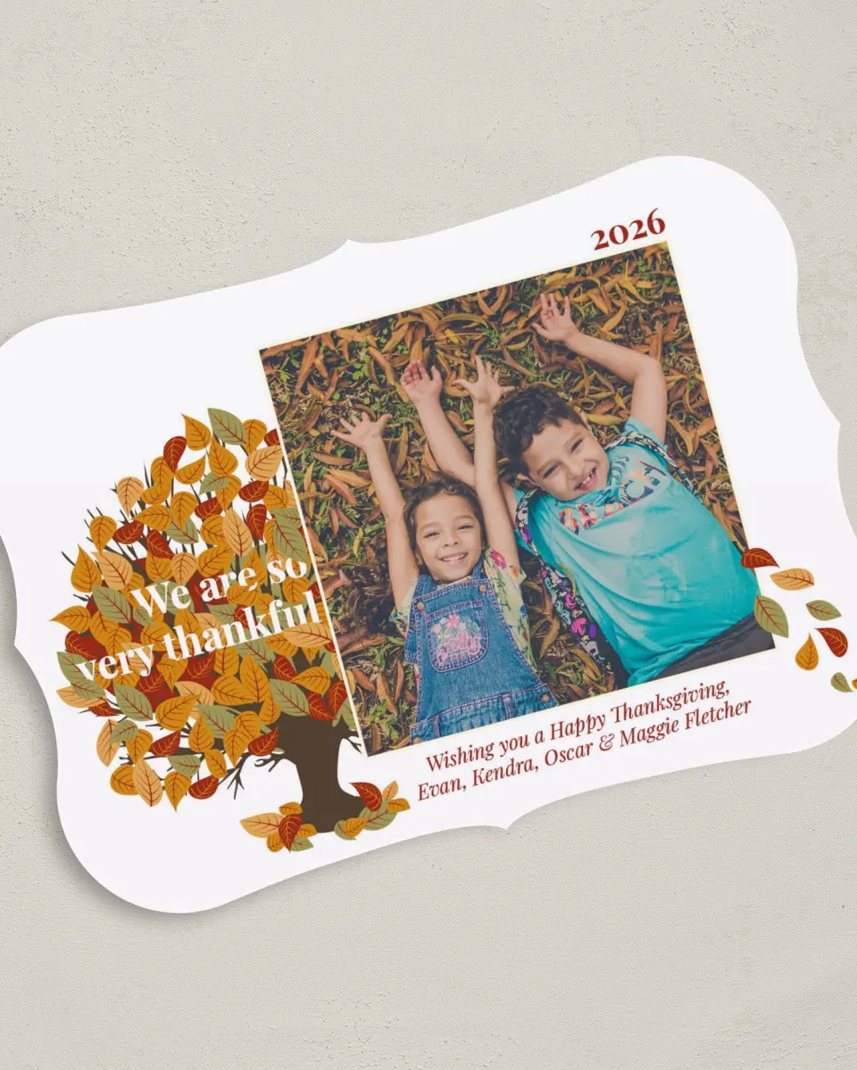 This is a 5" x 7" Thanksgiving Card called Falling Autumn Leaves printed in full color on Premium Smooth paper
