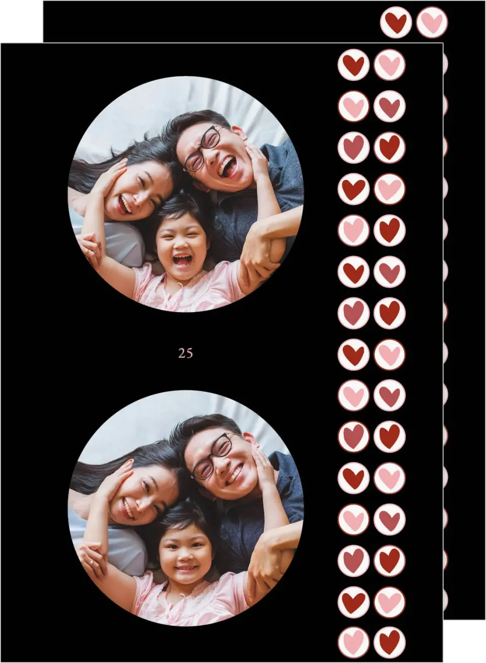 This is a 5" x 7" Valentine's Day Card called Stylish Circled Hearts printed in full color on Premium Smooth paper