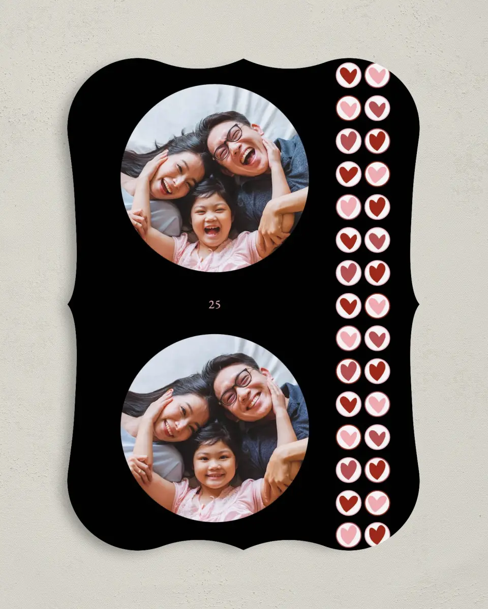This is a 5" x 7" Valentine's Day Card called Stylish Circled Hearts printed in full color on Premium Smooth paper