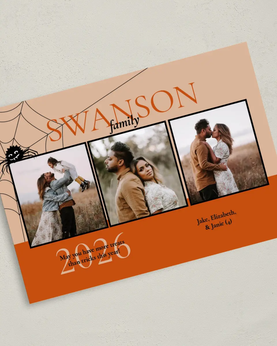 This is a 5" x 7" Halloween Card called Spooky Spider Web printed in full color on Premium Smooth paper
