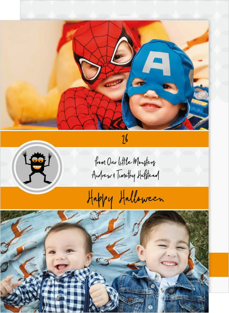 This is a 5" x 7" Halloween Card called Silly Monster Halloween printed in full color on Premium Smooth paper