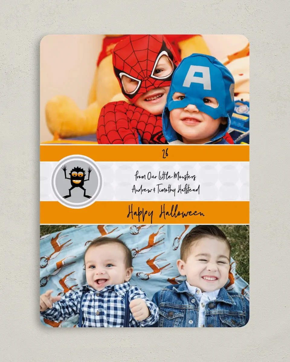 This is a 5" x 7" Halloween Card called Silly Monster Halloween printed in full color on Premium Smooth paper