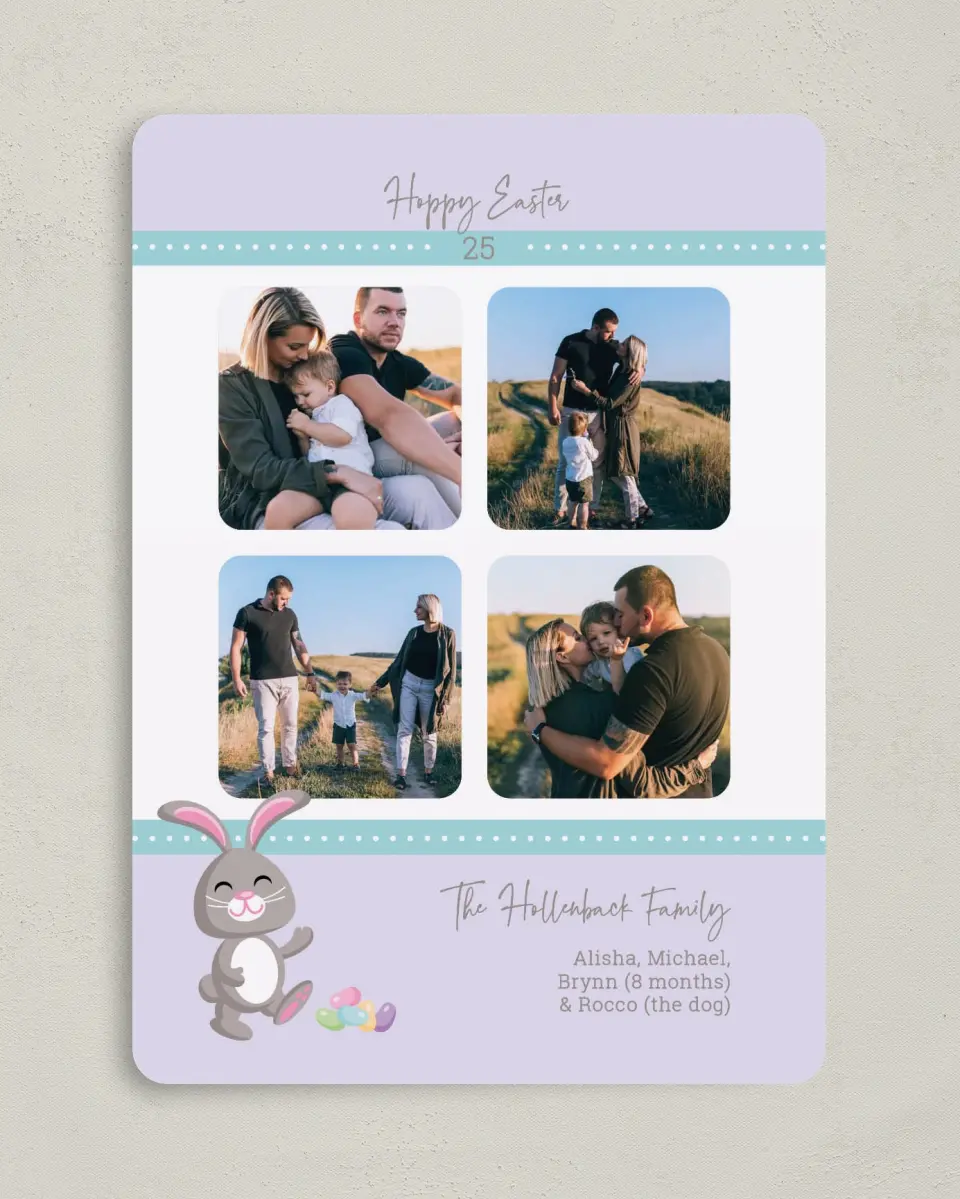 This is a 5" x 7" Easter Card called Happy Easter Bunny printed in full color on Premium Smooth paper