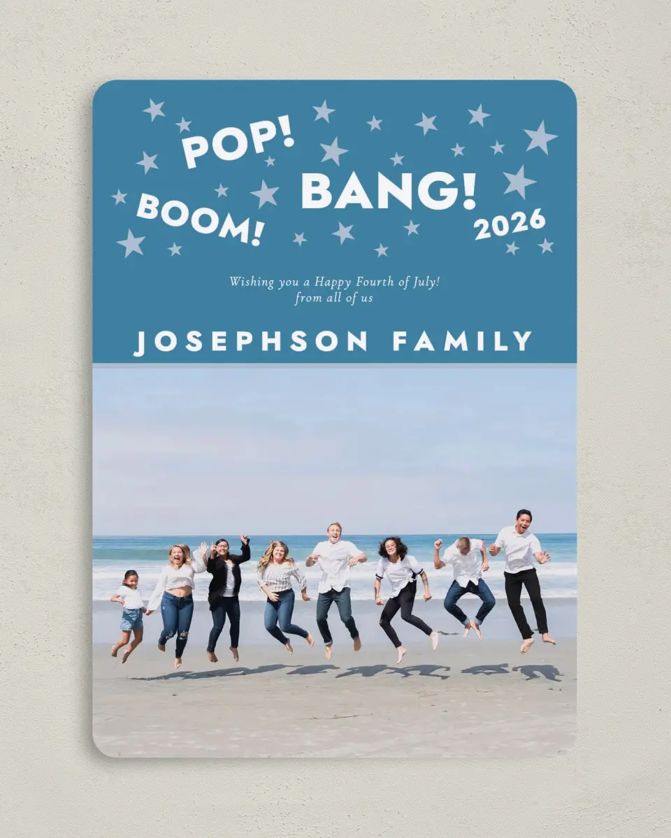 This is a 5" x 7" 4th of July Card called Patriotic Stars & Sounds printed in full color on Premium Smooth paper