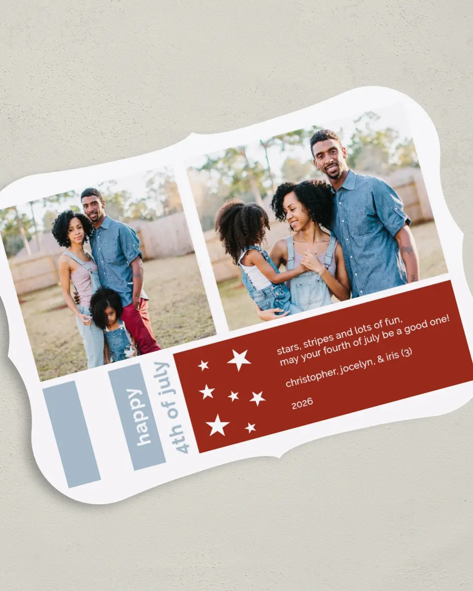This is a 5" x 7" 4th of July Card called Modern Stars and Stripes printed in full color on Premium Smooth paper
