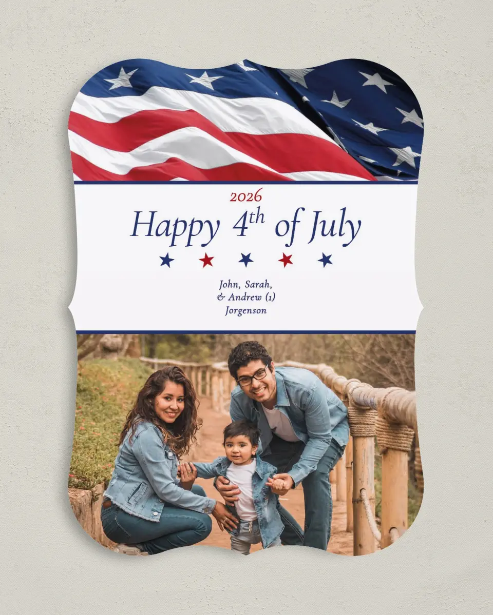 This is a 5" x 7" 4th of July Card called American Flag Spirit printed in full color on Premium Smooth paper