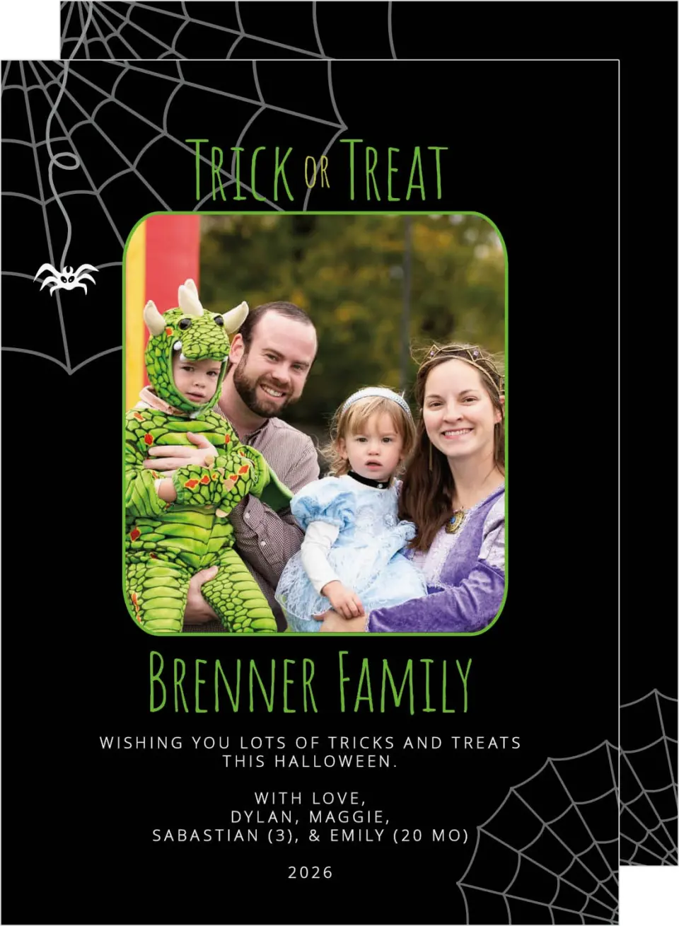 This is a 5" x 7" Halloween Card called Spider Webs & Ghosts Galore! printed in full color on Premium Smooth paper
