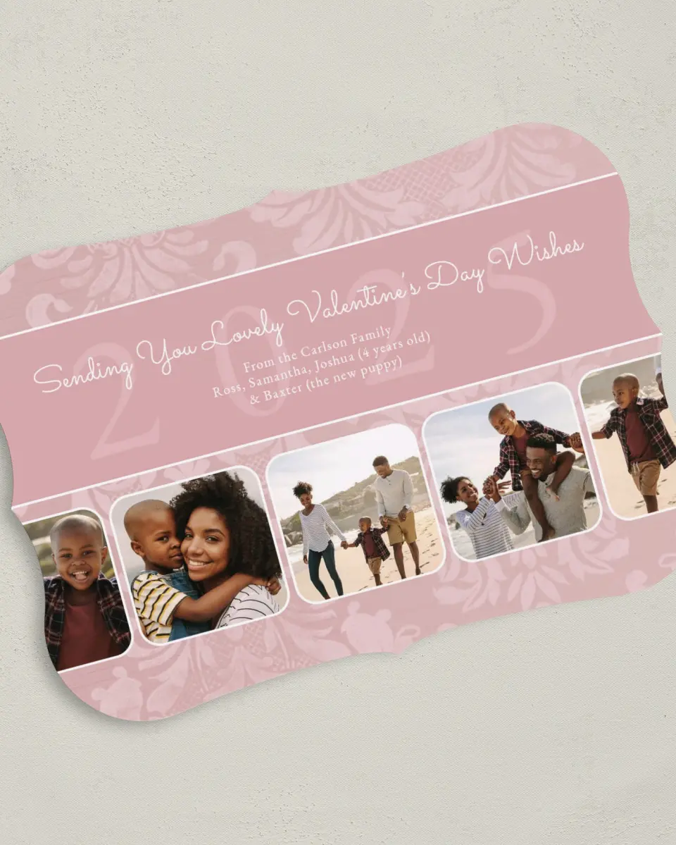 This is a 5" x 7" Valentine's Day Card called Cheerful Victorian Valentine printed in full color on Premium Smooth paper