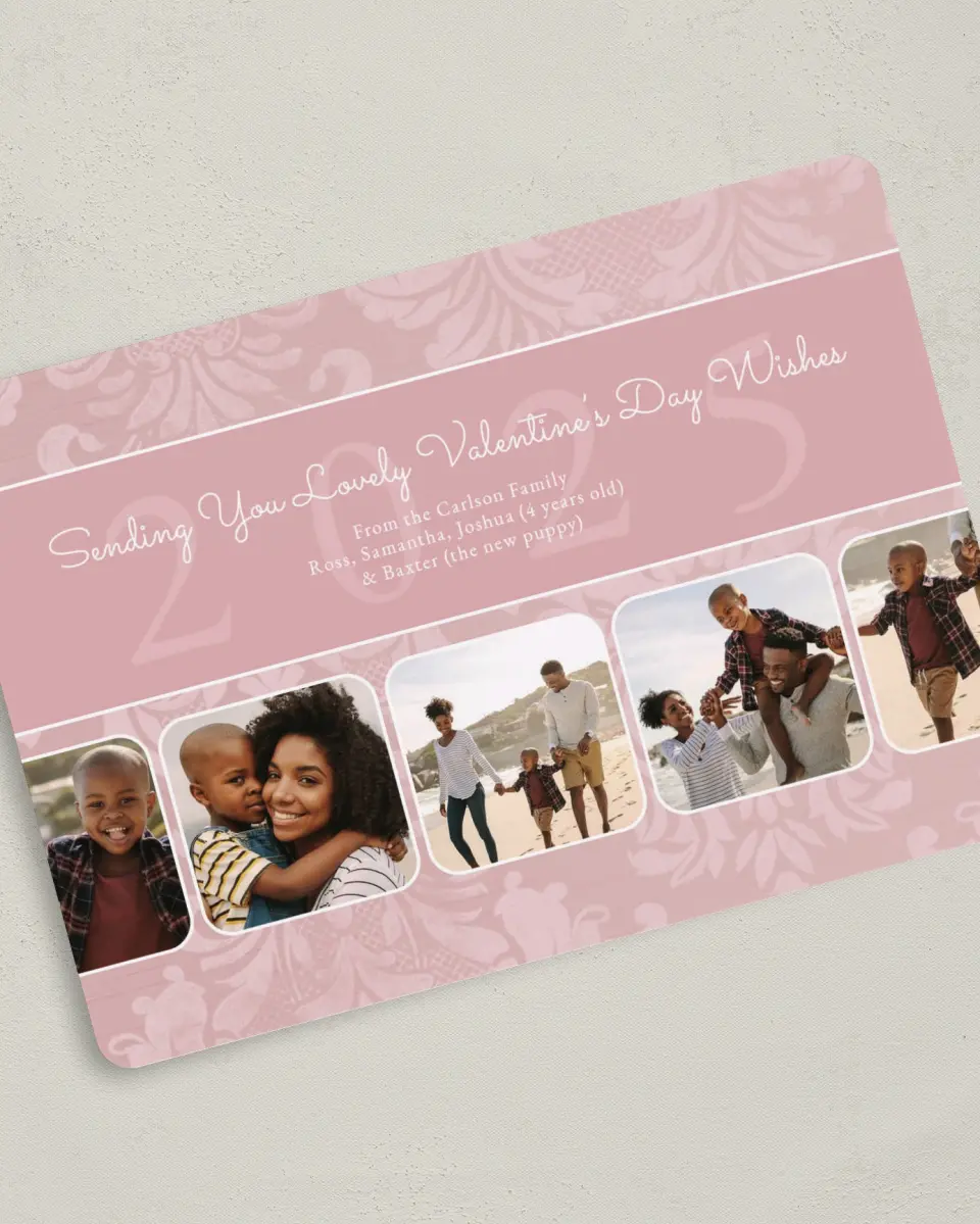 This is a 5" x 7" Valentine's Day Card called Cheerful Victorian Valentine printed in full color on Premium Smooth paper