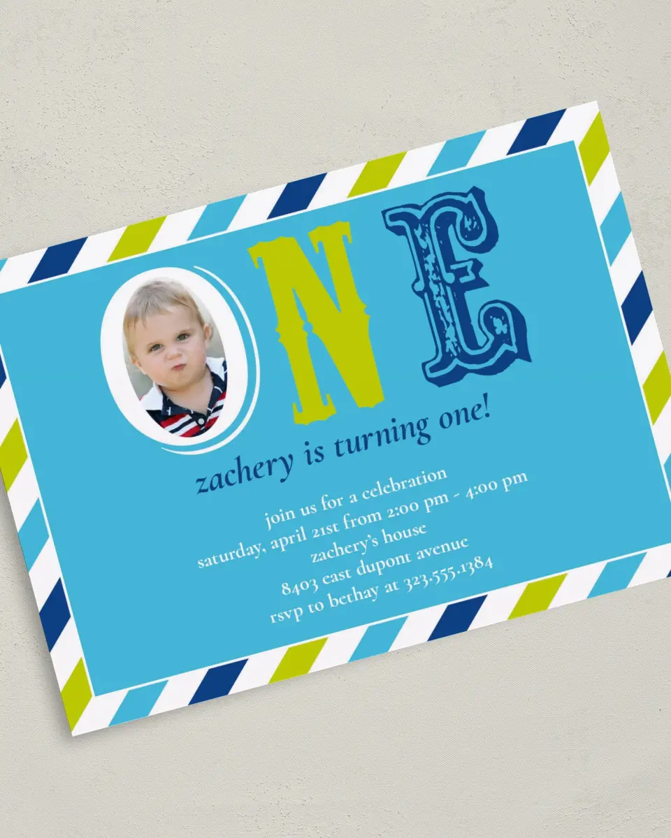 This is a 5" x 7" Birthday Party Invitation called One Love printed in full color on Premium Smooth paper