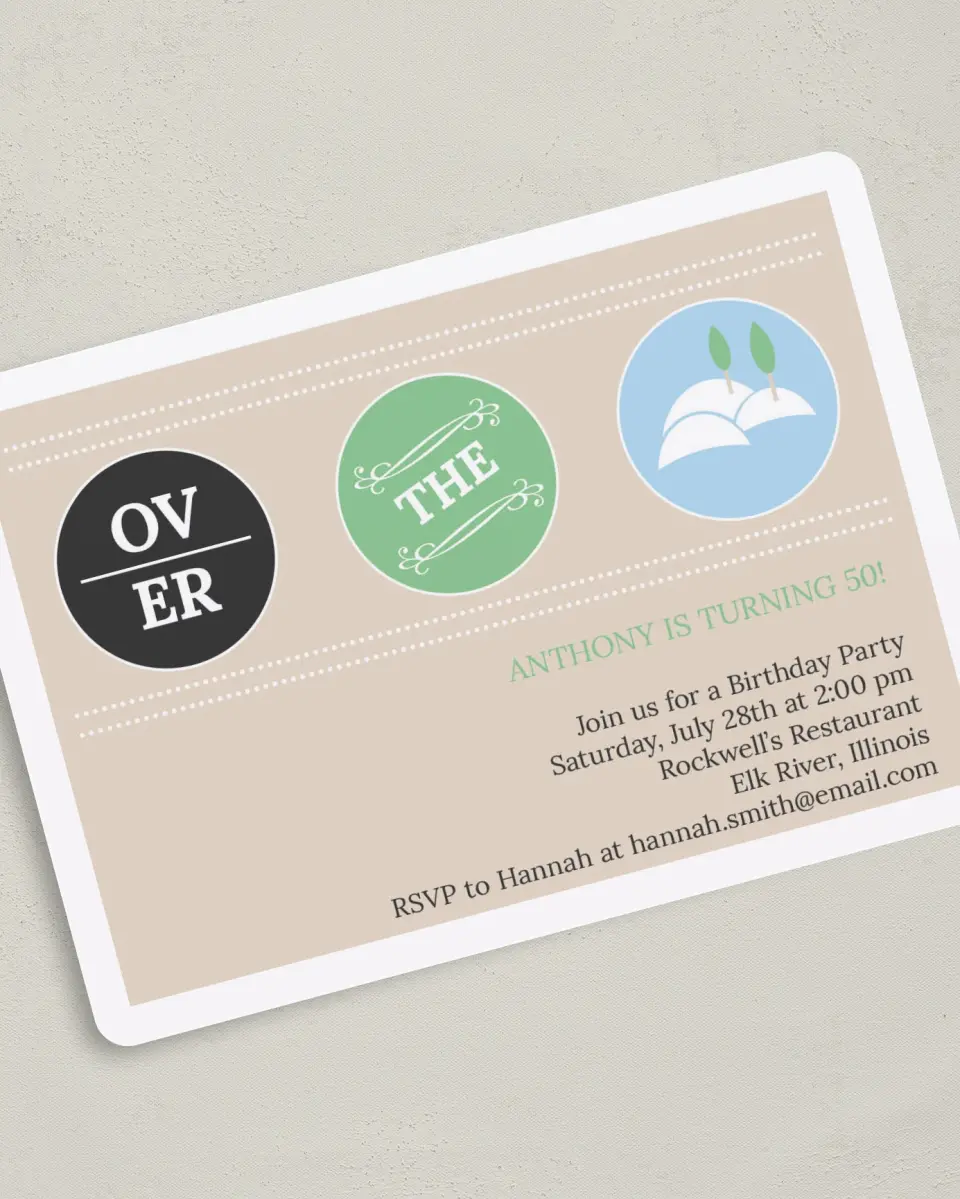 This is a 5" x 7" Birthday Party Invitation called Look Who's Fifty printed in full color on Premium Smooth paper
