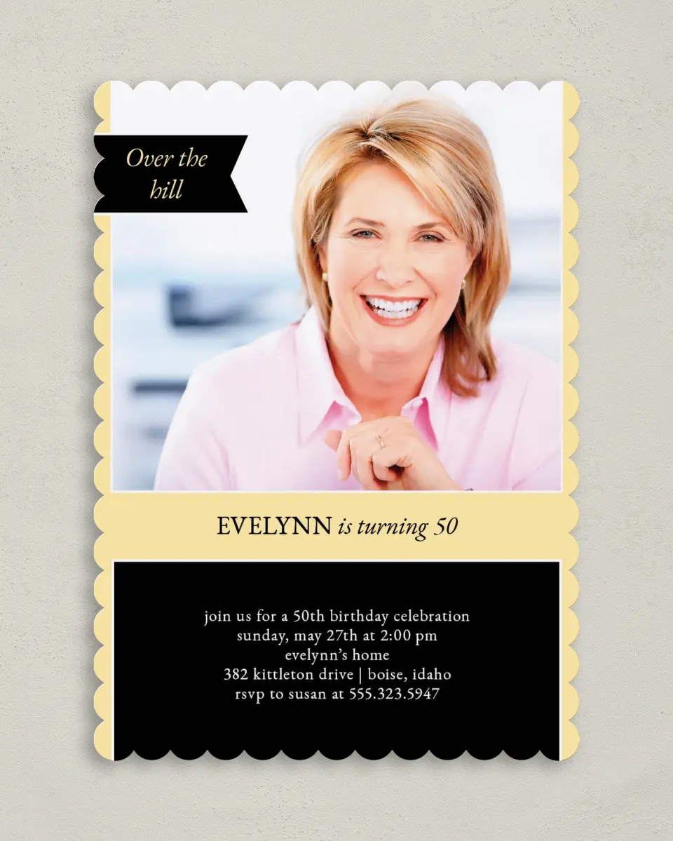 This is a 5" x 7" Birthday Party Invitation called 50 Years Young printed in full color on Premium Smooth paper