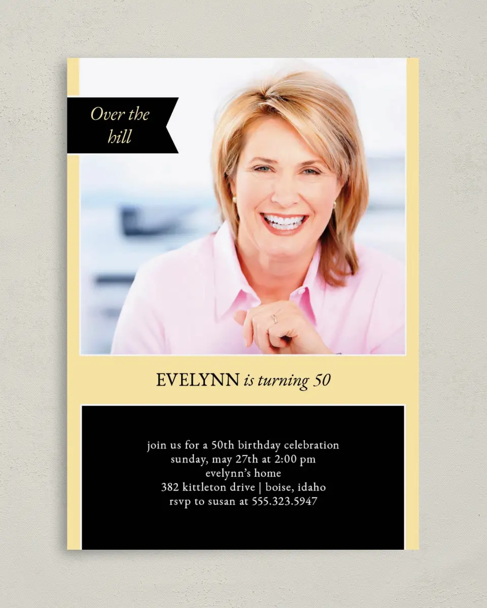 This is a 5" x 7" Birthday Party Invitation called 50 Years Young printed in full color on Premium Smooth paper