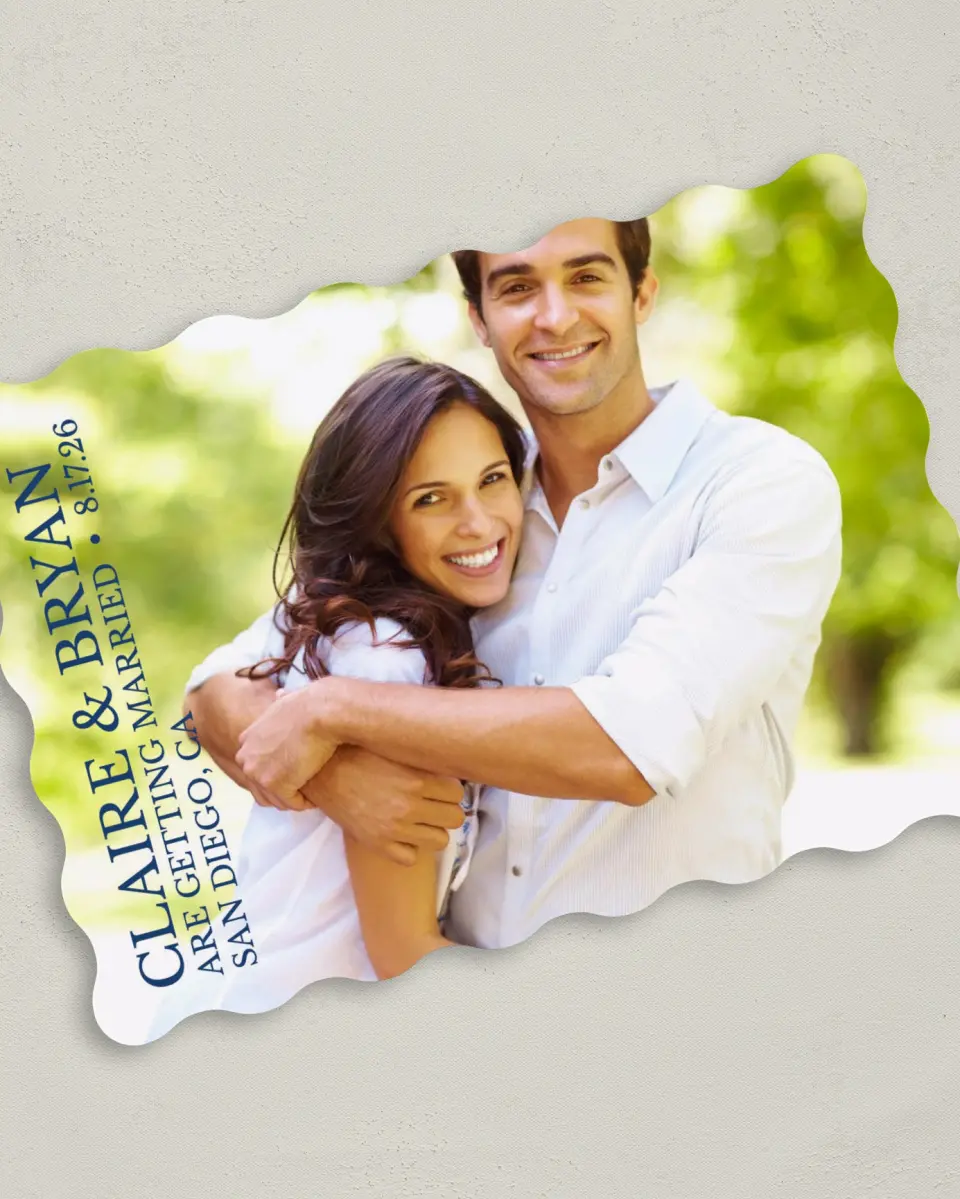 This is a 5" x 7" Save the Date Card called Timeless Photo printed in full color on Premium Smooth paper