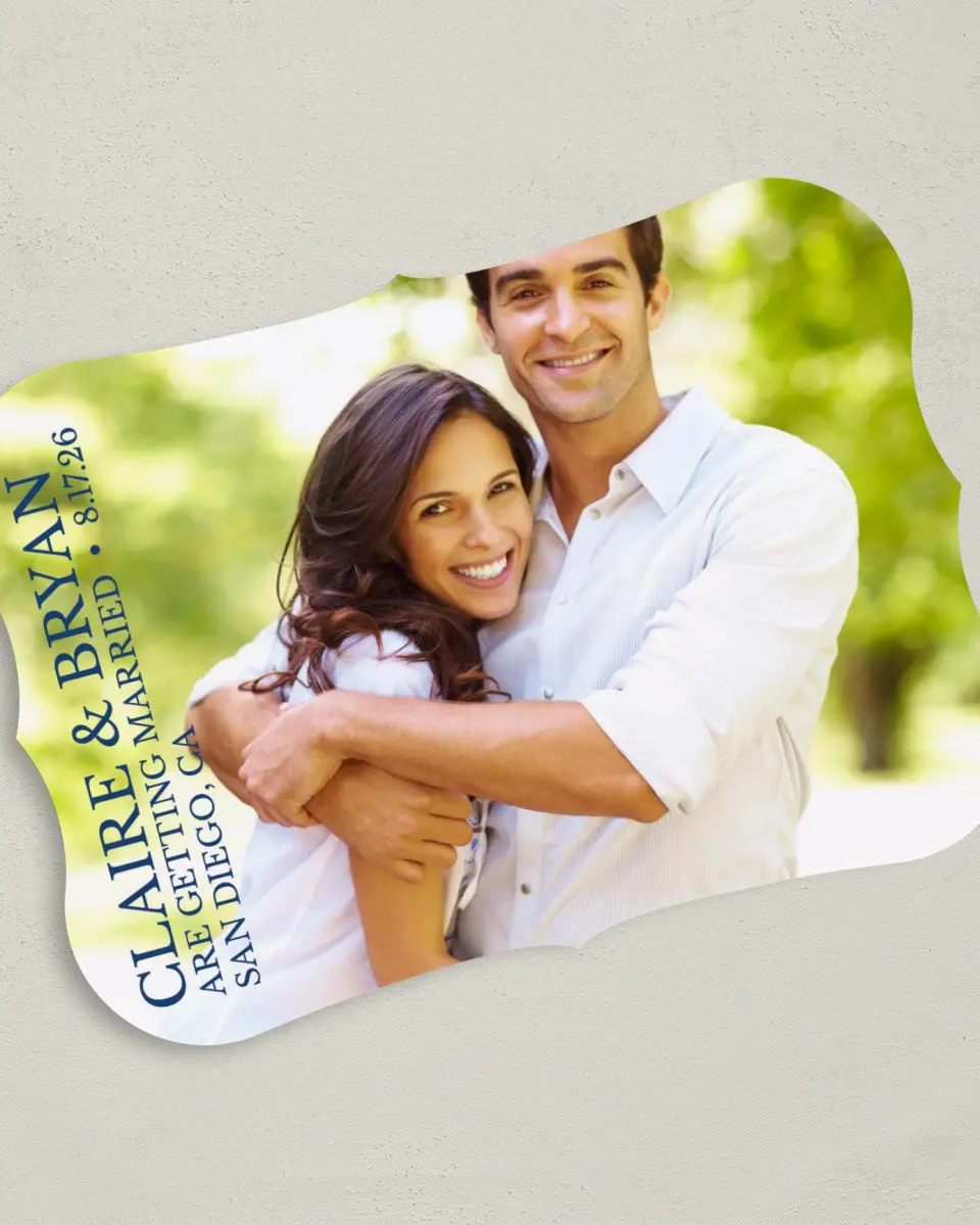This is a 5" x 7" Save the Date Card called Timeless Photo printed in full color on Premium Smooth paper