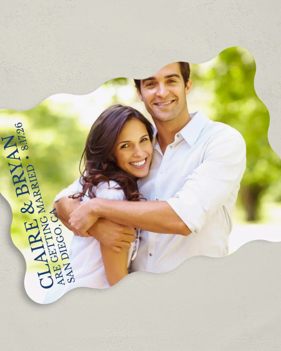 This is a 5" x 7" Save the Date Card called Timeless Photo printed in full color on Premium Smooth paper
