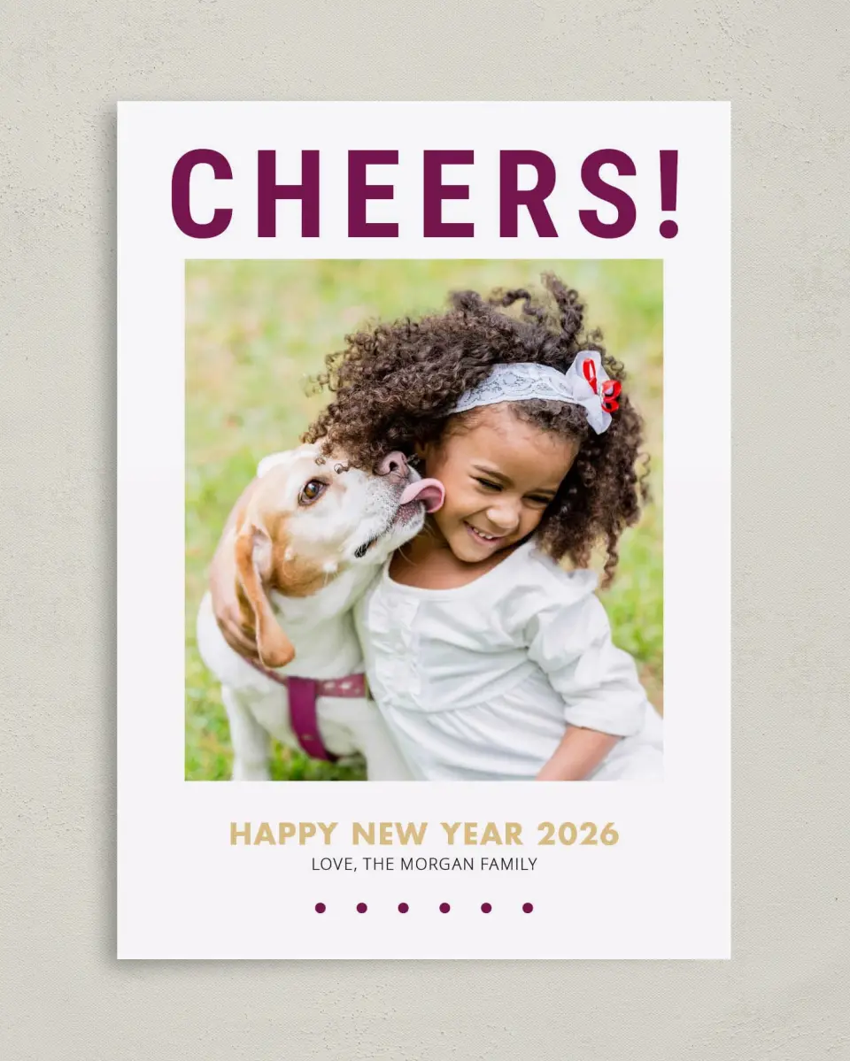 This is a 5" x 7" Christmas Card called Cheers! printed in full color on Premium Smooth paper